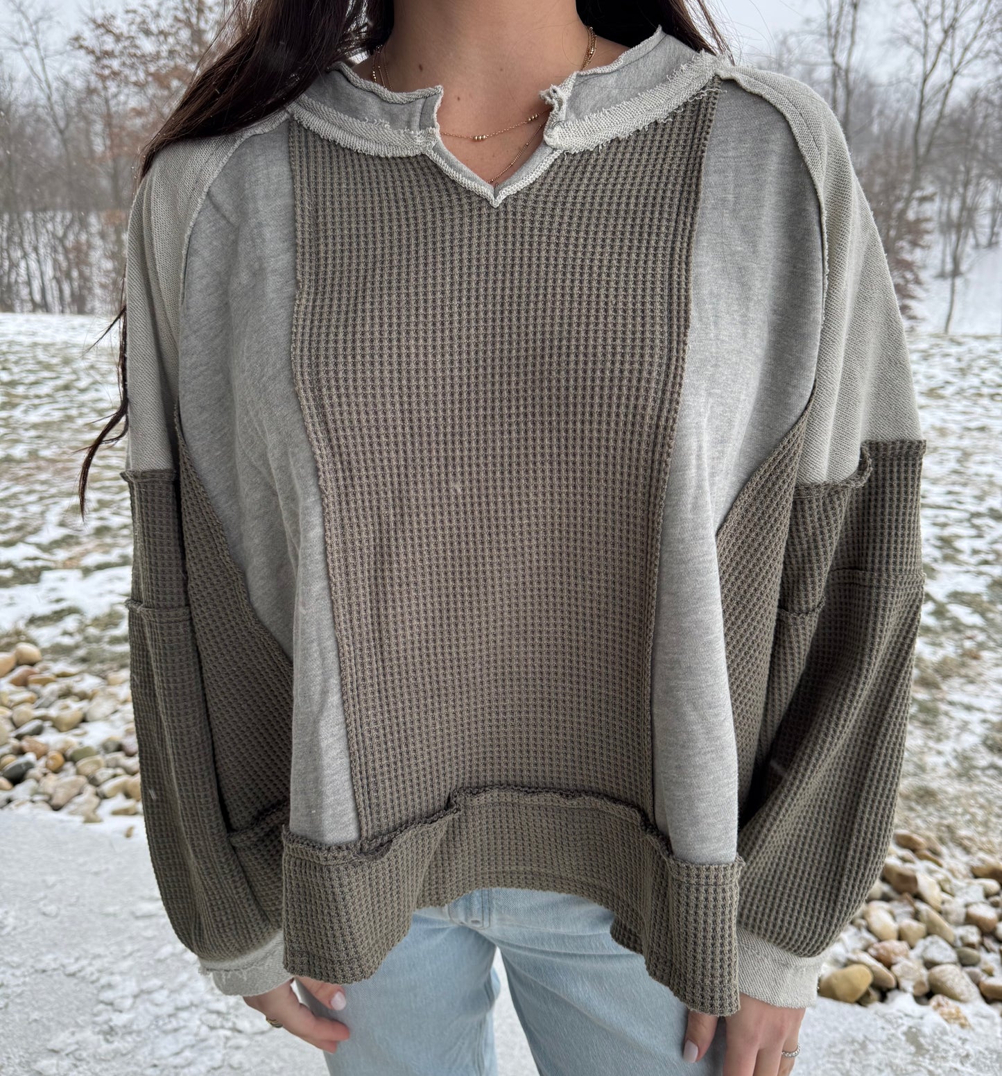 Penelope Pullover - Grey/Brown