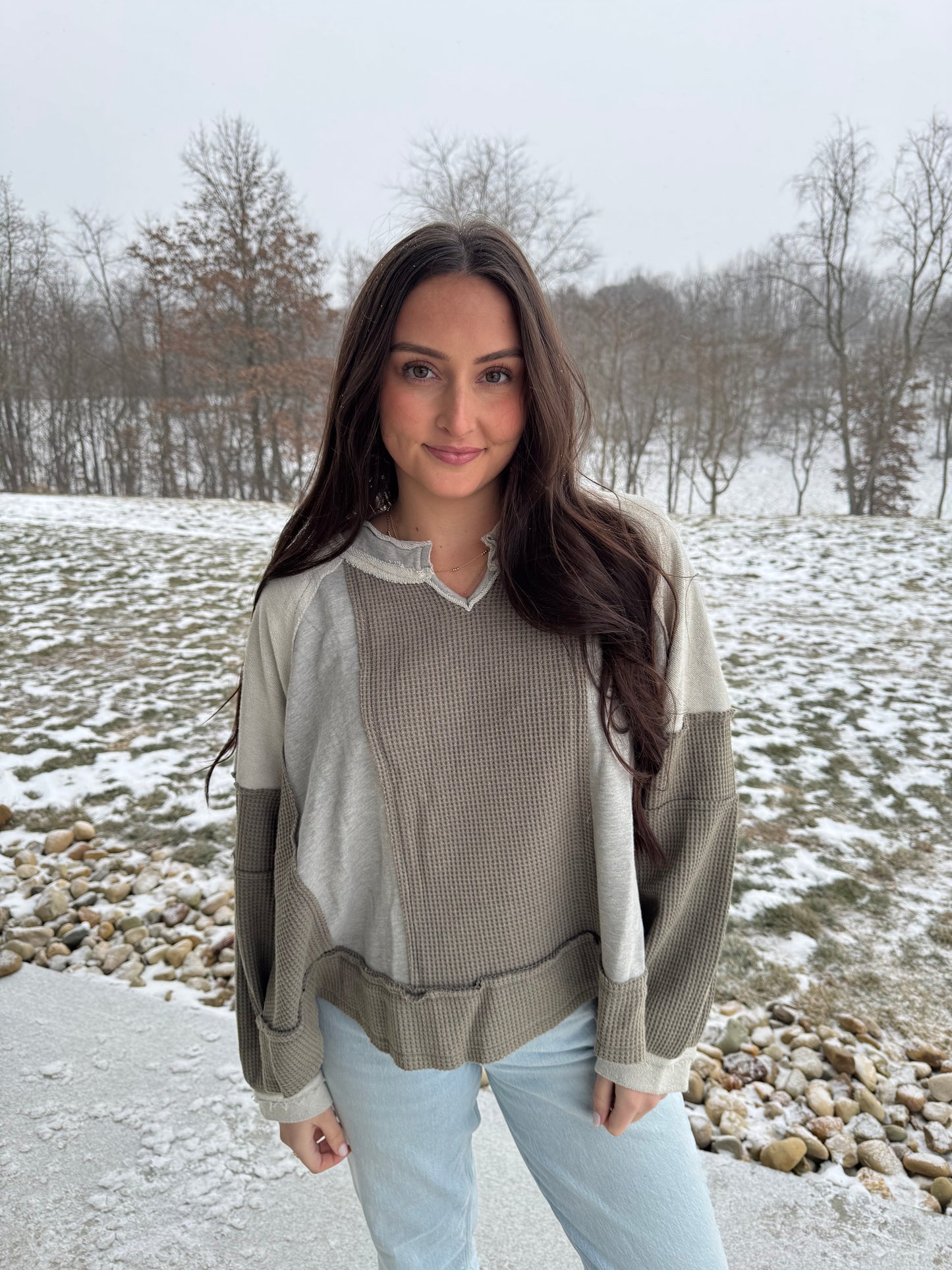 Penelope Pullover - Grey/Brown