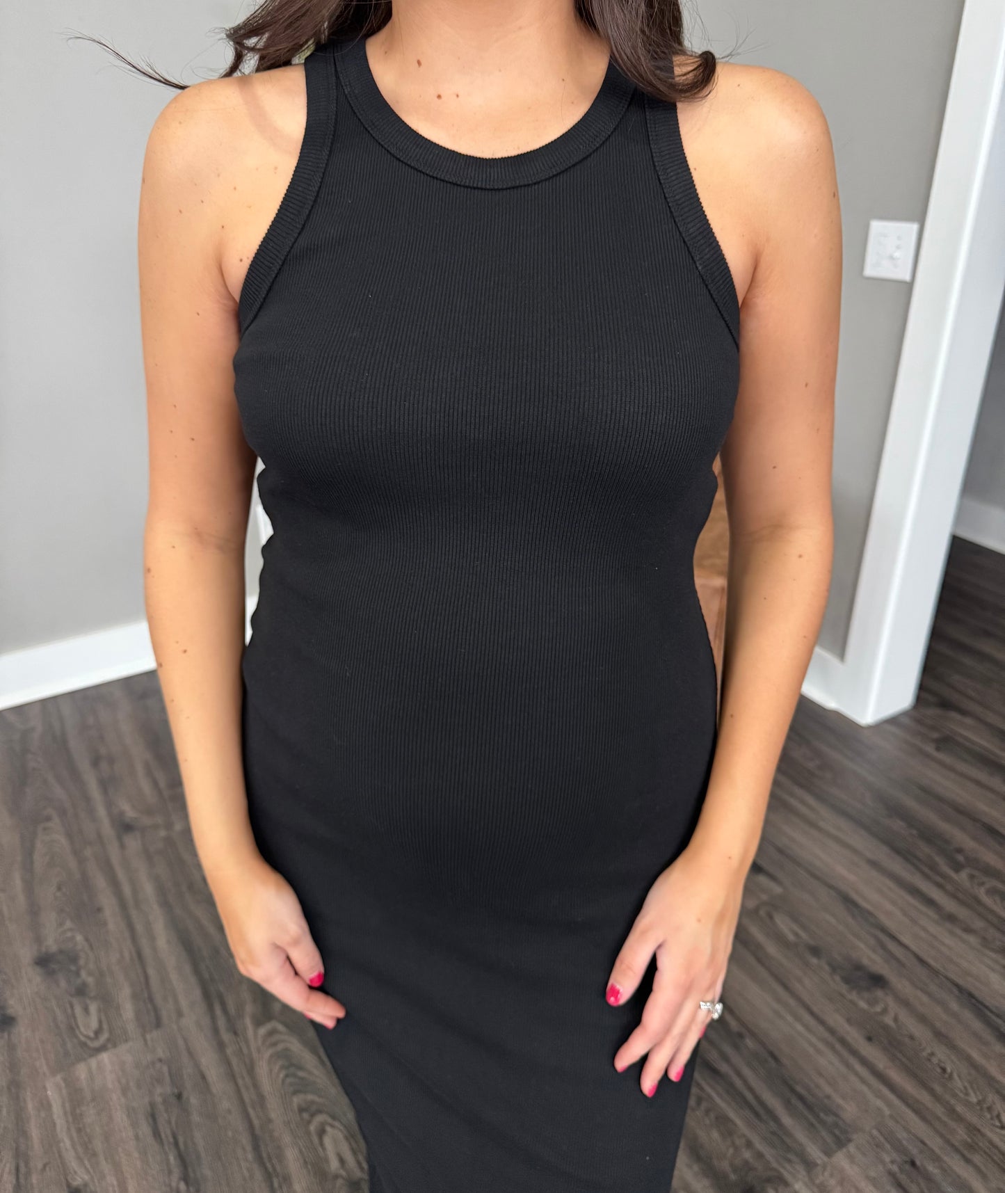Staple Ribbed Bodycon Midi Dress - Black