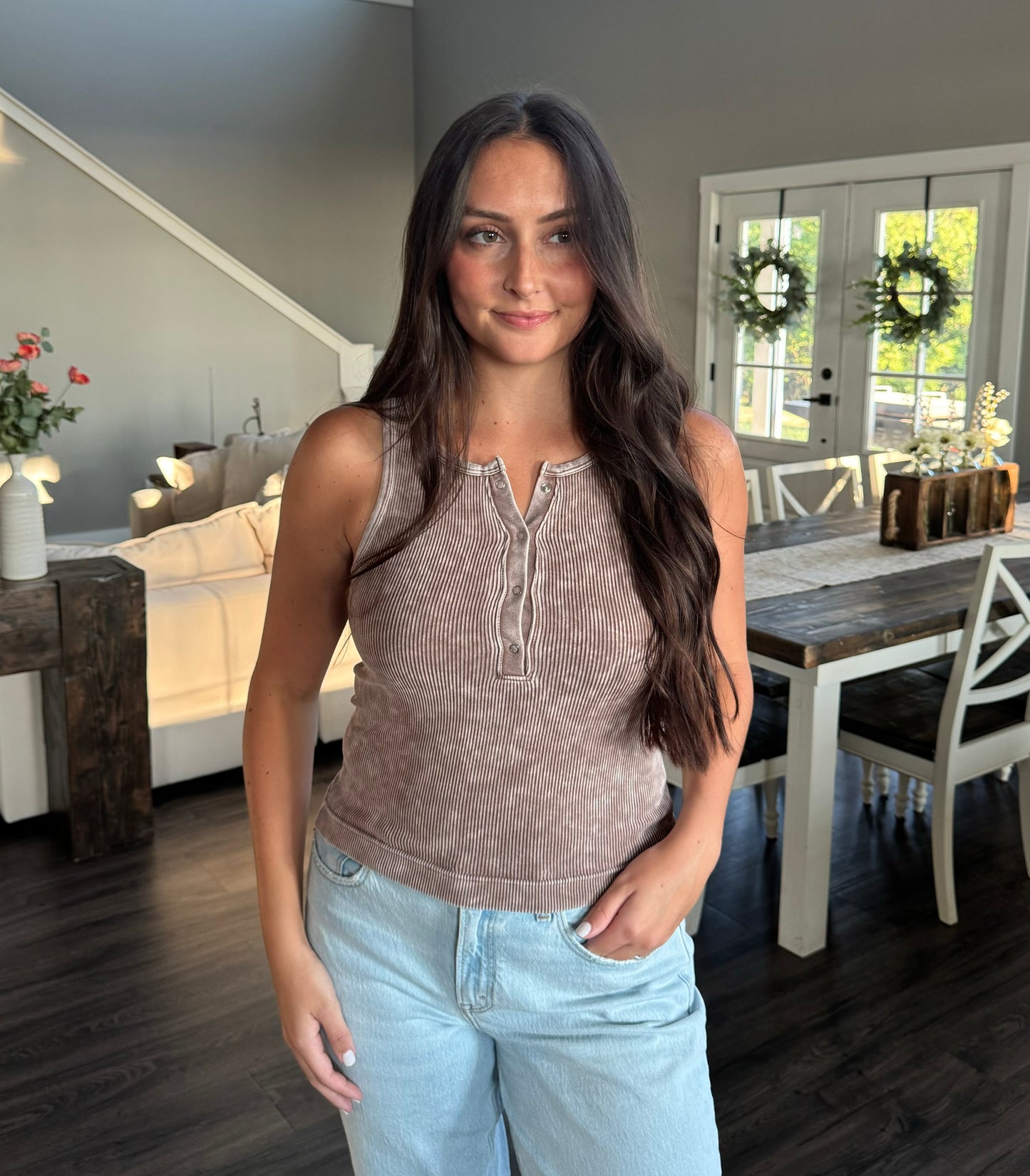 Stone Wash Ribbed Tank - FINAL SALE