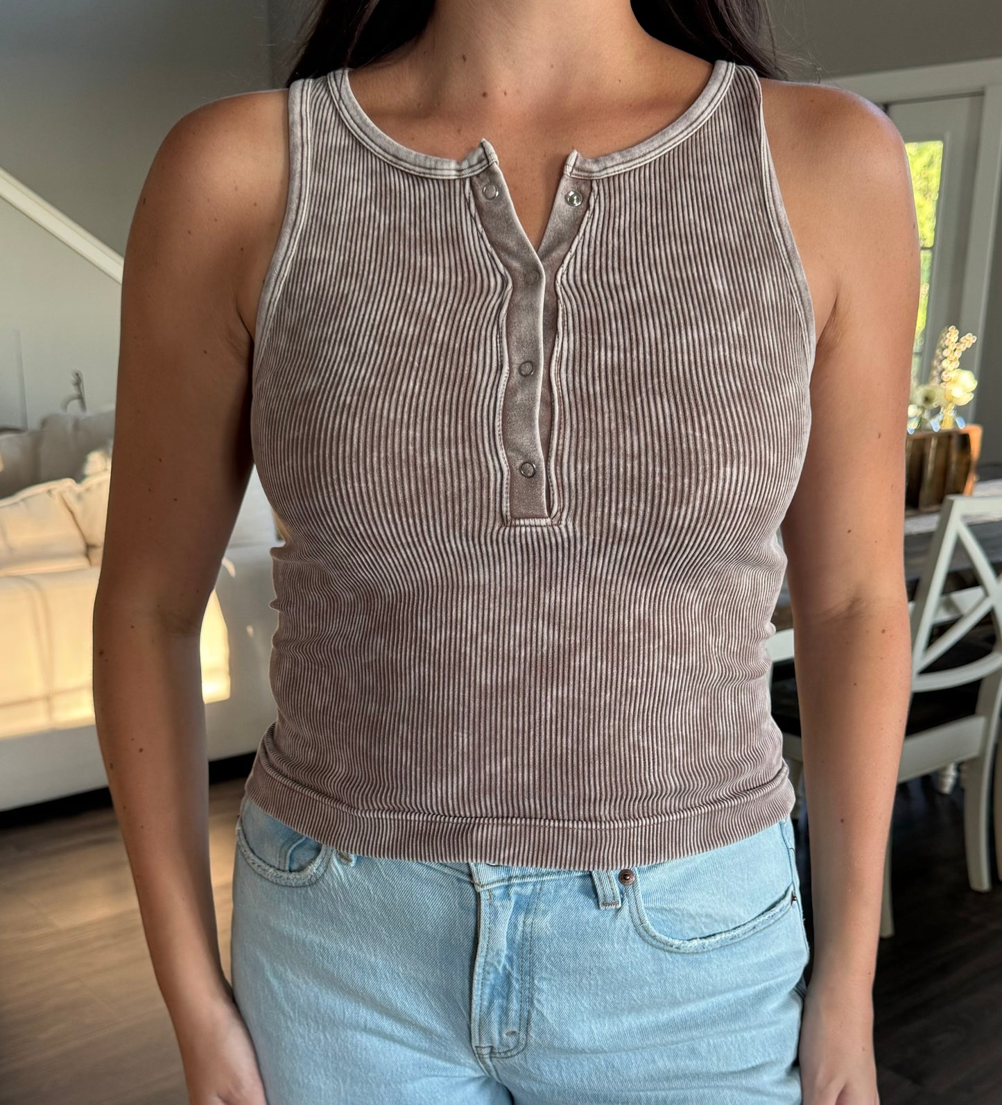 Stone Wash Ribbed Tank - FINAL SALE