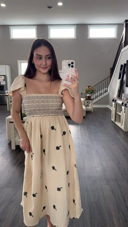 Zoe Embroidered Midi Dress