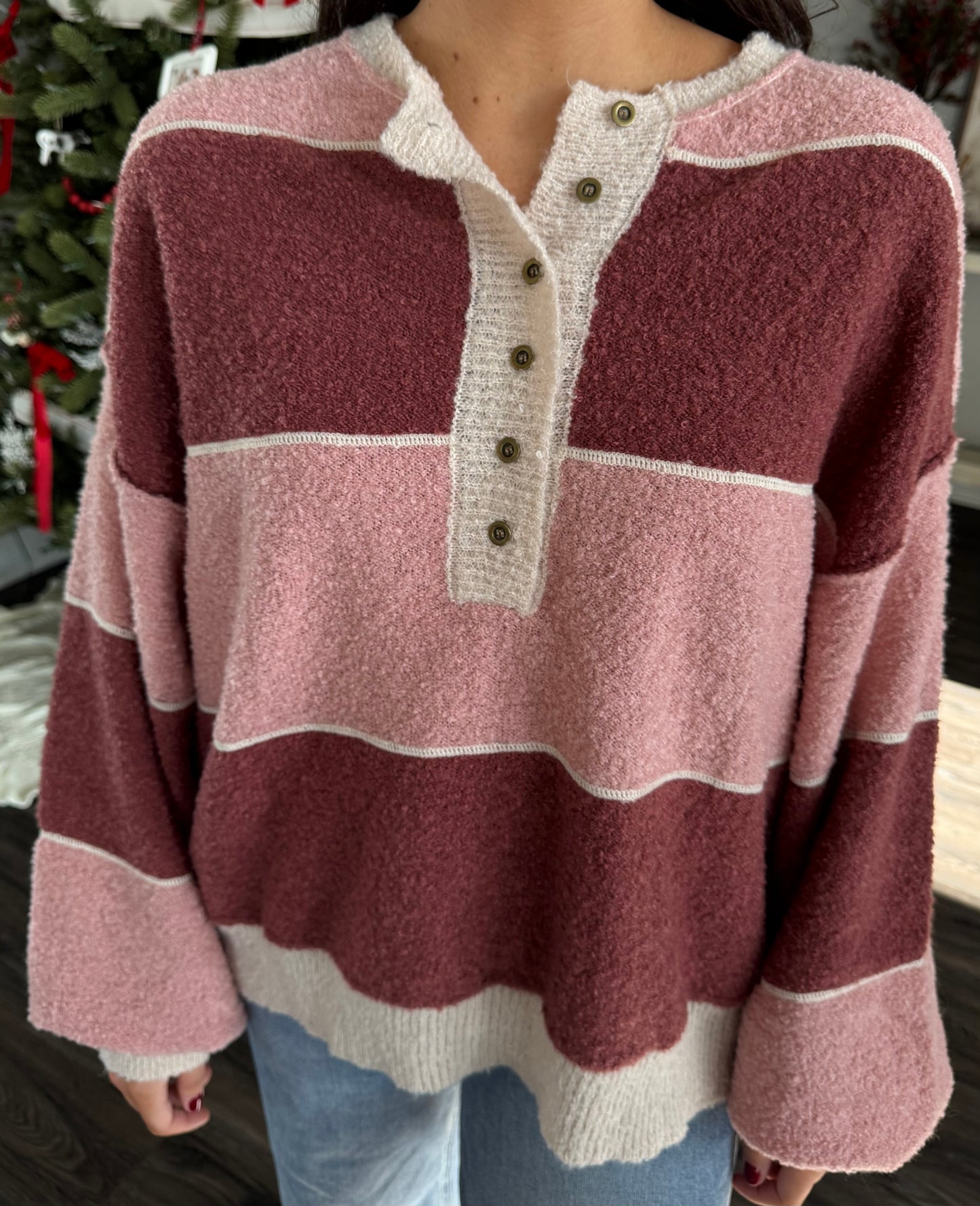 Isla Stripe Henley Sweater - FINAL SALE