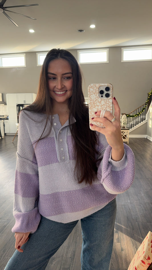 Lavender Stripe Sweater - FINAL SALE
