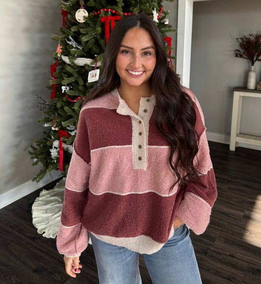 Isla Stripe Henley Sweater - FINAL SALE