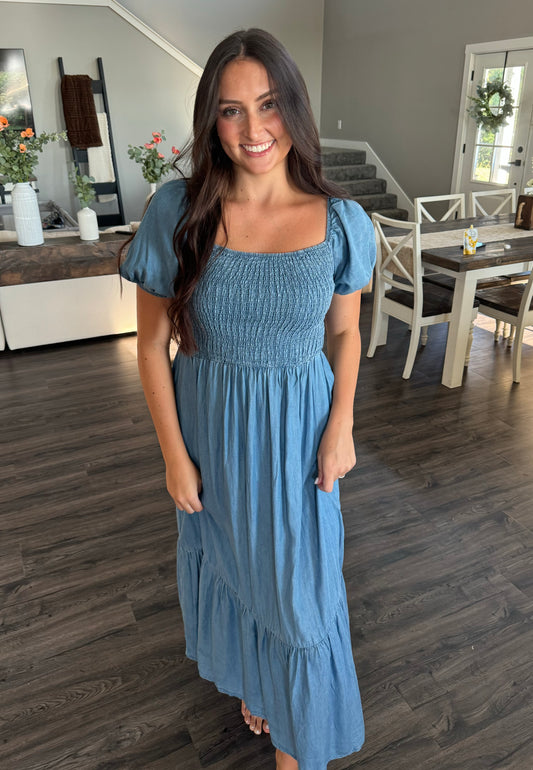 Mya Puff Sleeve Midi Dress - FINAL SALE